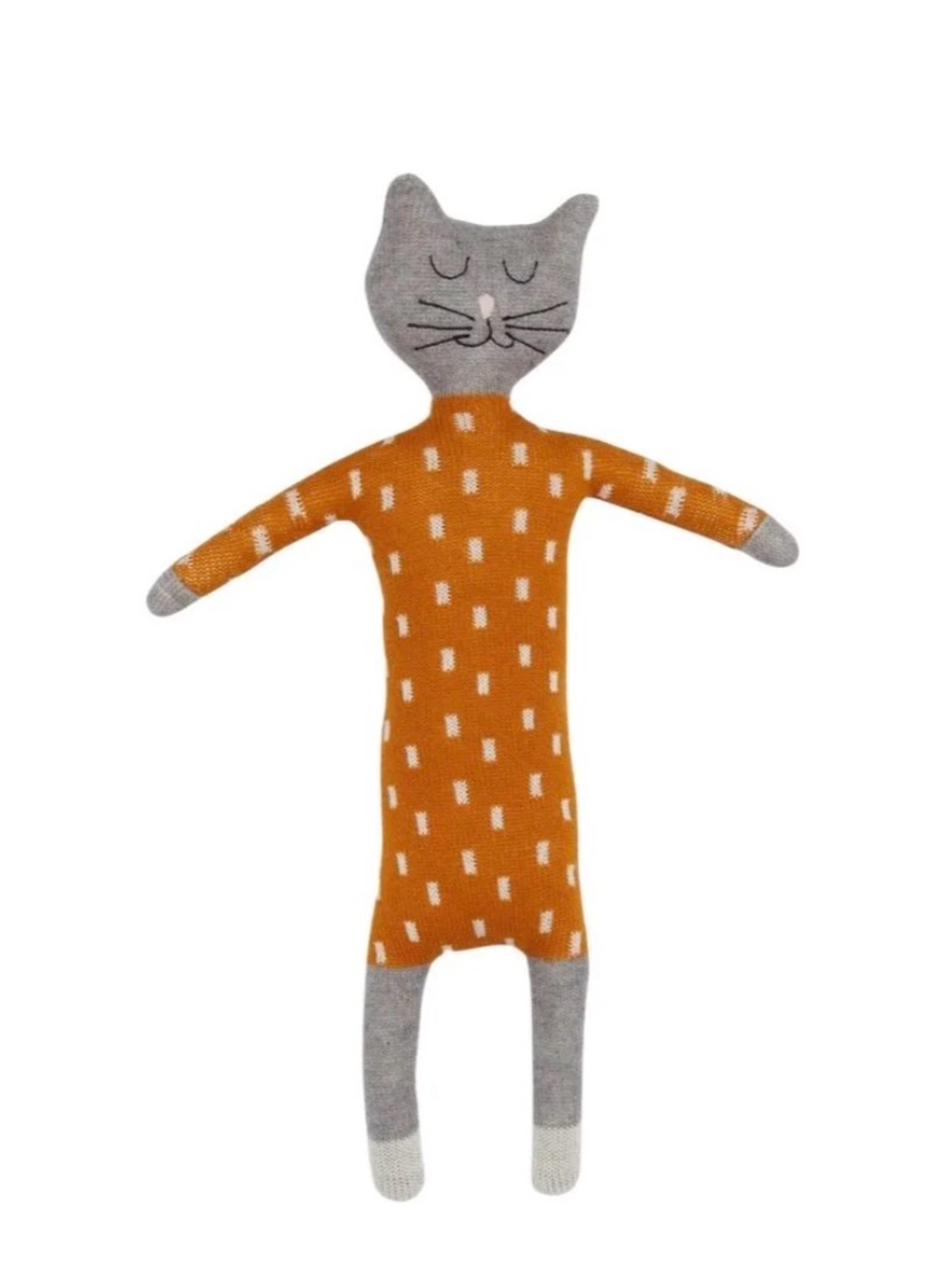 Sophie Home Ltd Cotton Knit Stuffed Animal Soft Toy - Mustard Cat